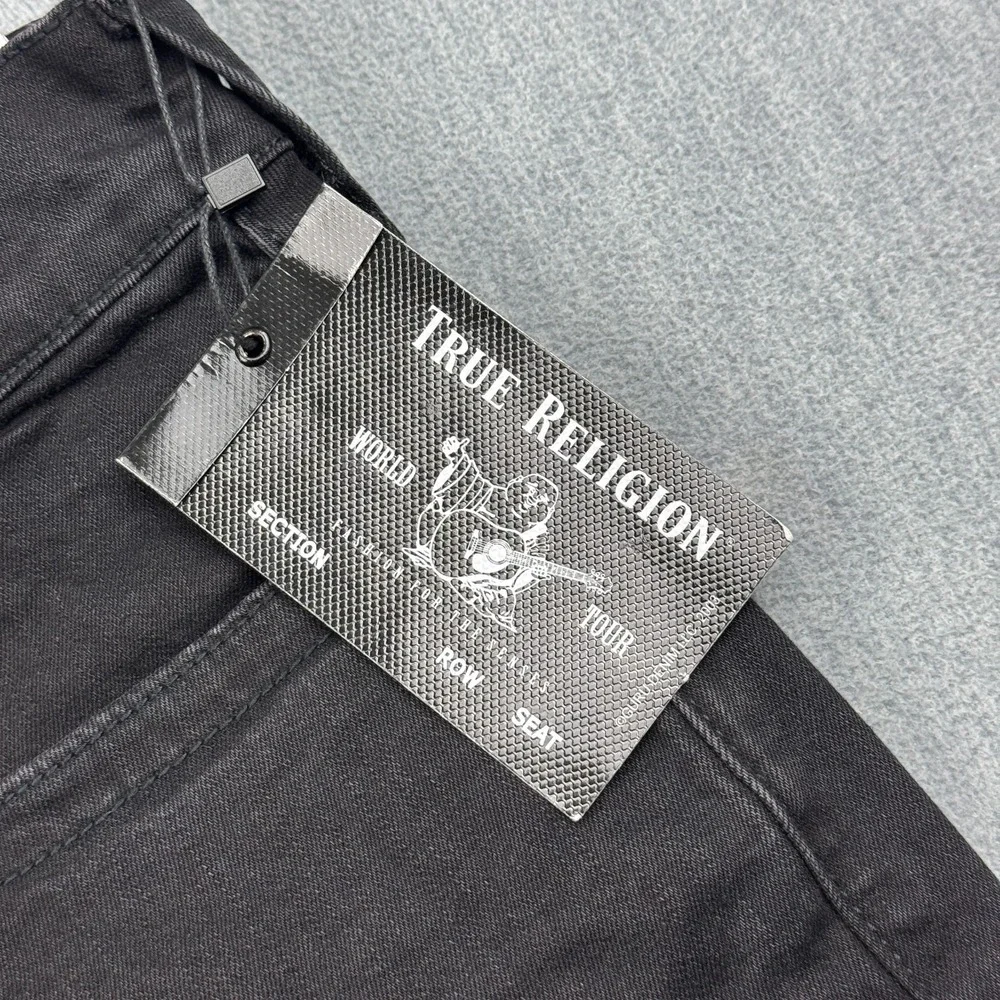 True Religion Jeans Mens 36 Black Denim Ricky Flap Relaxed‎ Straight Pants NWT